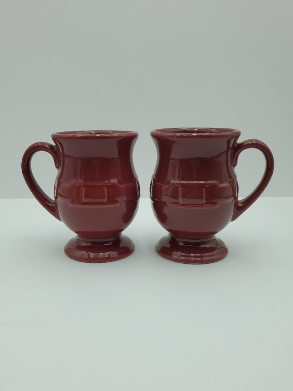 Longaberger Woven Traditions Paprika Latte Mugs Pedestal Footed Coffee Mugs